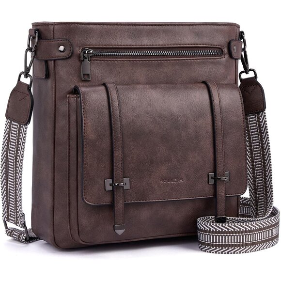 Stylish Multi-Pocket Vegan Leather Crossbody Handbag with Adjustable Strap - Picture 1 of 6